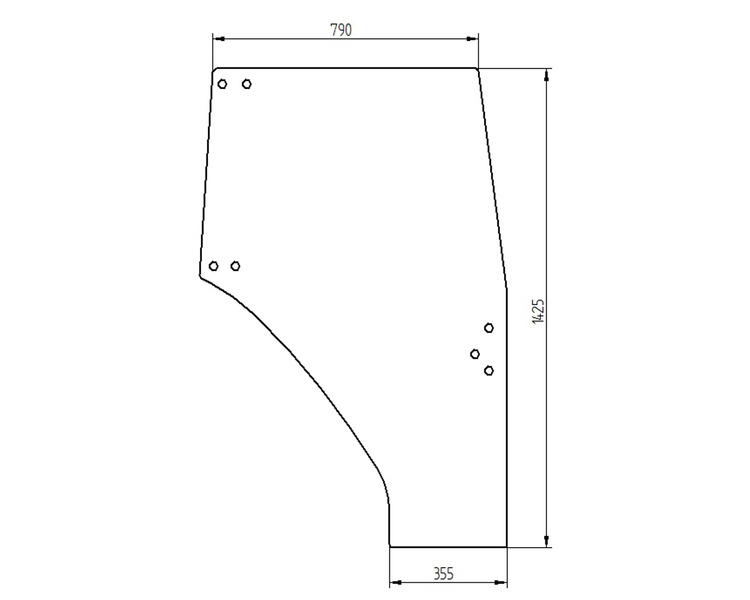 szyba do ciągnika Kubota - drzwi prawe T029070673