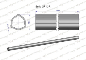 Rura zewnętrzna Seria 2R i 3R do wału 1210 przegubowo-teleskopowego 43.5x3.4 mm 1085 mm WARYŃSKI [WR23221090]