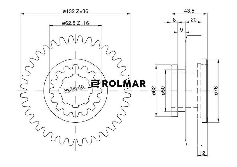 Koło zębate III biegu i reduktora przesuwne C-330 Skropol