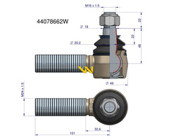 Przegub kierowniczy prawy M24x1.5 44078662 Fiat WARYŃSKI