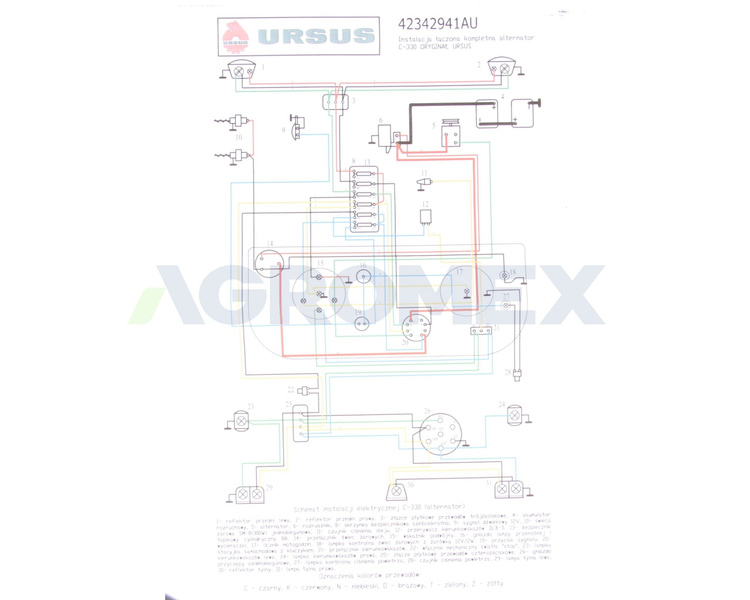 instalacja elektryczna łączona kpl. alternator Ursus C-330 Oryginał 42342942A