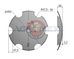 Talerz brony talerzowej uzębiony Z-6 460mm 30x30 stal borowa Waryński