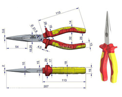 Szczypce izolowane wydłużone proste 200 mm VDE Waryński