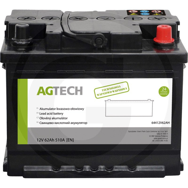 akumulator 12V 62Ah 510A AGTECH
