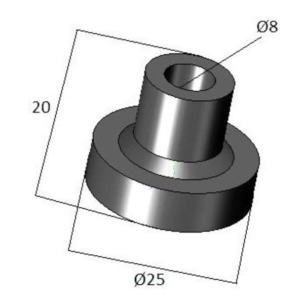 plastikowa tulejka dystansowa do szyby ciągnika, koparki 25x8mm wysokość 20mm