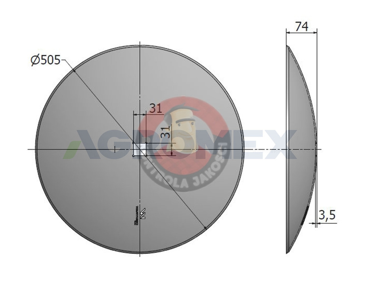 Talerz brony talerzowej gładki 510mm 30x30 stal borowa Waryński