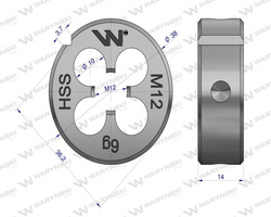 Narzynka przemysłowa M12 ze stali HSS DIN22568 Warynski