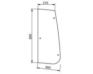 szyba do ciągnika Deutz-Fahr, Lamborghini, Same - boczna prawa uchylna 04418829 (1151)
