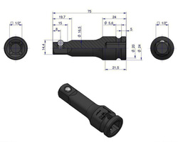 Przedłużka do nasadek udarowych 1/2" 75mm Waryński