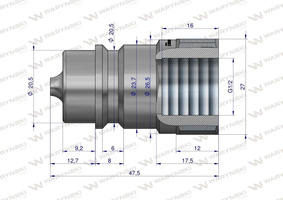 Szybkozłącze hydrauliczne wtyczka G1/2"BSP gwint wewnętrzny ISO 7241-A Waryński