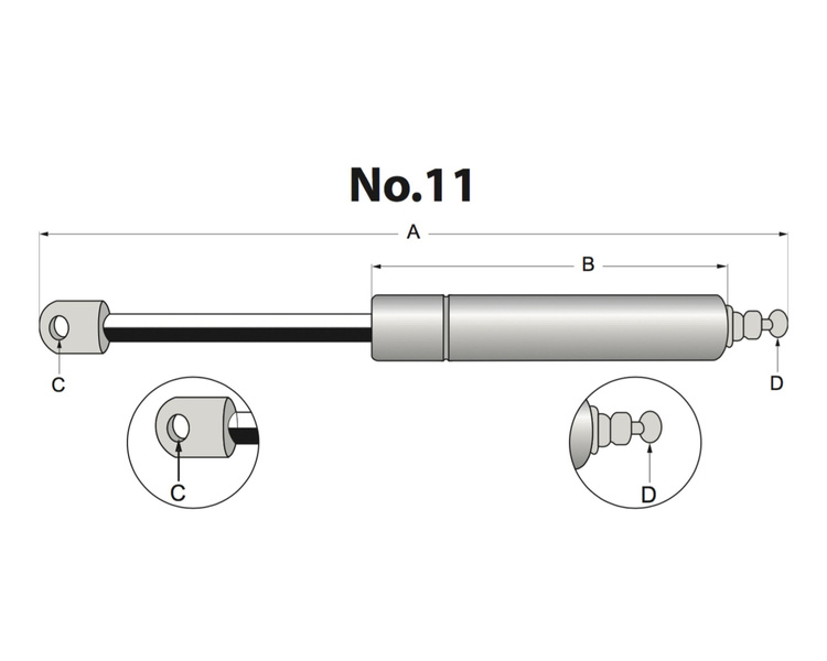 siłownik amortyzator gazowy A=260 B=140 F=240N 5153206