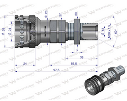 Szybkozlacze hydrauliczne gniazdo z eliminatorem ciśnienia long M20x1.5 gwint zewnetrzny EURO (ISO 7241-A) Warynski