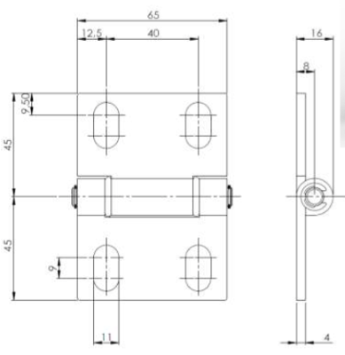 zawias ciągnika, koparki metalowy uniwersalny 65x90mm