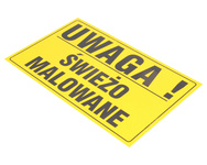 Tablica ostrzegawcza plastikowa żółta UWAGA ŚWIEŻO MALOWANE 20x33 cm