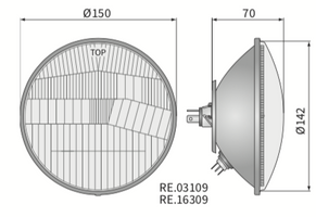 element optyczny reflektora, lampy przedniej H4 Ursus WESEM RE.16309 Ø150mm