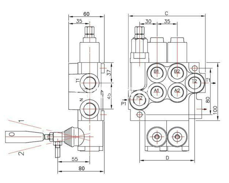 Rozdzielacz hydrauliczny sześciosekcyjny 40L