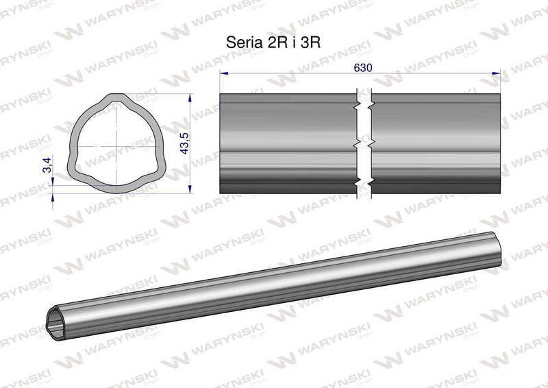 Rura zewnętrzna Seria 2R i 3R do wału 760 przegubowo-teleskopowego 43.5x3.4 mm 635 mm WARYŃSKI [WR2322635]