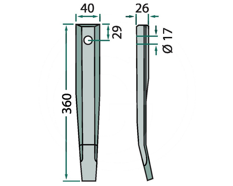 Ząb do brony wahadłowej Kuhn 360mm 180RH83A