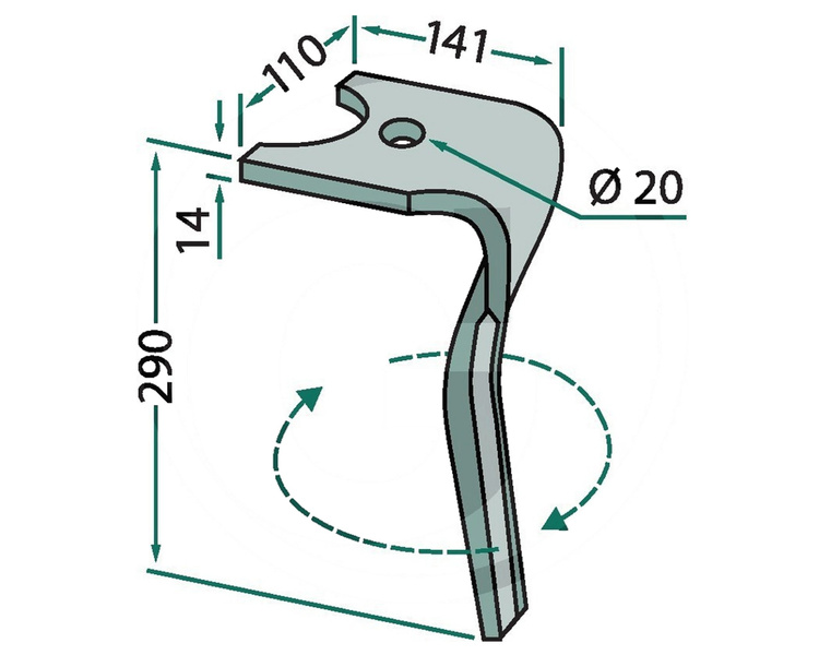 Ząb brony aktywnej lewy Kuhn 180RH-134-R 290mm