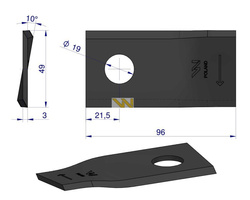 Nóż. nożyk kosiarka prawy 96x48x3mm otwór 19 434980 Pottinger WARYŃSKI