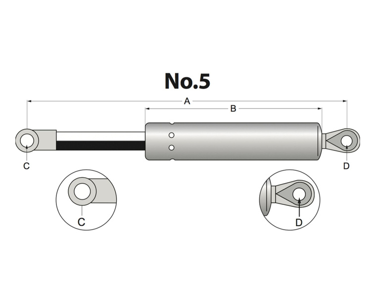 siłownik amortyzator gazowy A=215 B=120 F=1100N 32147