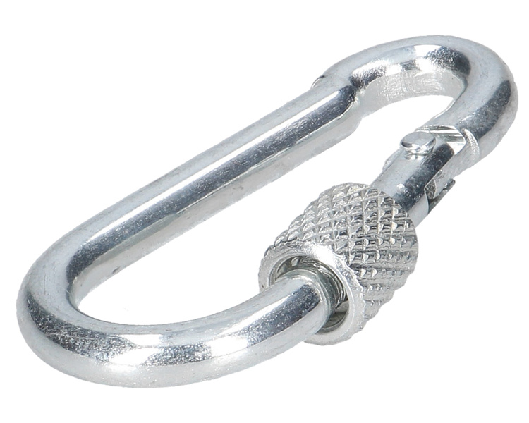 Karabińczyk metalowy z zabezpieczeniem 4x40mm stalowy