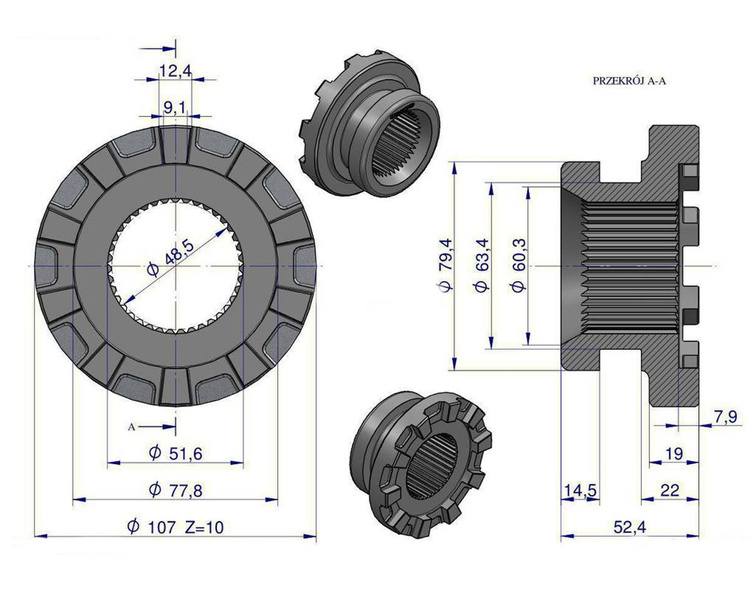 Sprzęgło blokady MF235 MF3 897036M1 oryginał Ursus