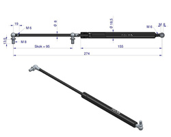 siłownik amortyzator gazowy A=275 B=135 F=450N skok 95, POLMO 84198394