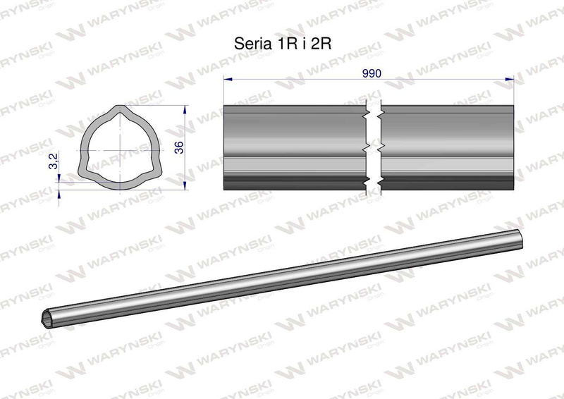 Rura wewnętrzna Seria 2R zewnętrzna Seria 1R do wału 1110 przegubowo-teleskopowego 36x3.2 mm 990 mm WARYŃSKI [WR2321990]