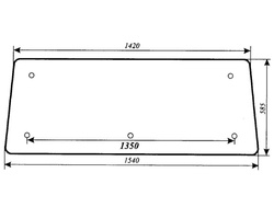 szyba do ciągnika Zetor - tylna rozstaw otworów 1350 60117910 (68a)