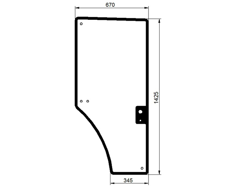 szyba do ciągnika John Deere - drzwi prawe R131164 (1320)