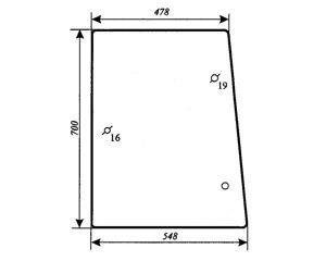 szyba do ciągnika Deutz-Fahr - boczna zielona 04350516 (3792)