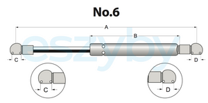 siłownik amortyzator gazowy A=195 B=90 F=60N 938212, 16367958