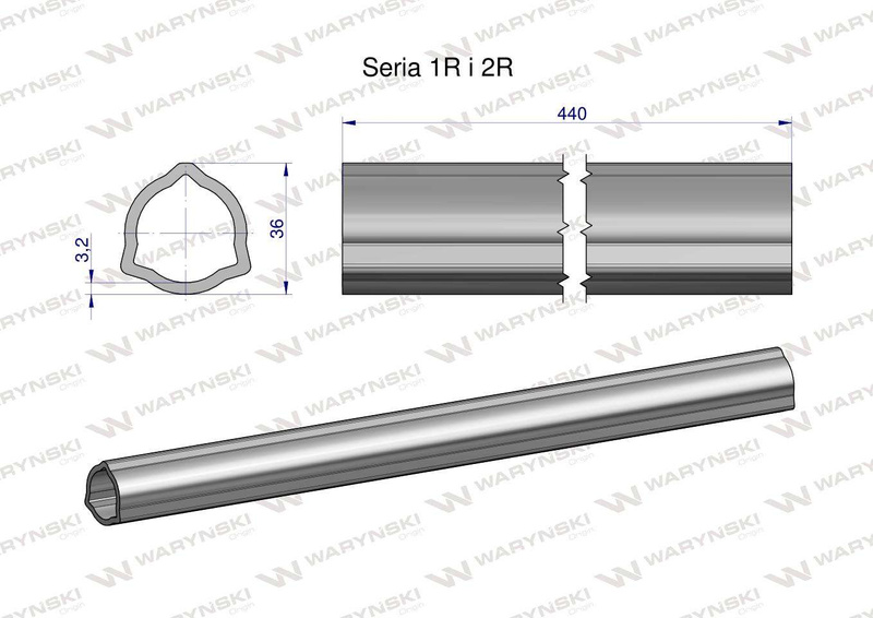 Rura wewnętrzna Seria 2R zewnętrzna Seria 1R do wału 560 przegubowo-teleskopowego 36x3.2 mm 440 mm WARYŃSKI [WR2321440]