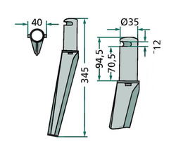 Ząb brony aktywnej Krone 345mm 18180RH57A