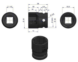 Nasadka udarowa sześciokątna 1/2" 23 mm Waryński