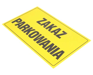 Tablica ostrzegawcza plastikowa żółta ZAKAZ PARKOWANIA 20x33 cm