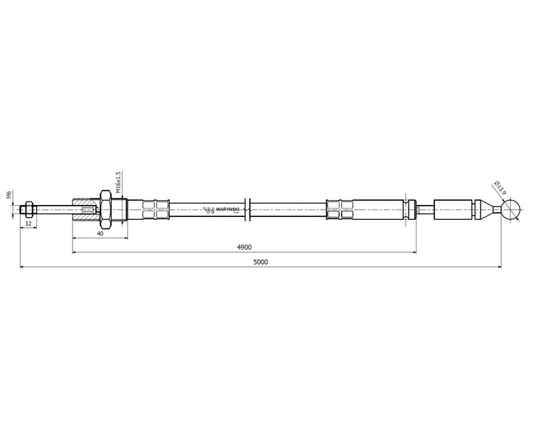 Linka do sterowania rozdzielaczem na kulkę (stalowa) L-5000mm Waryński
