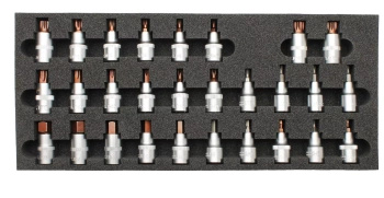 Wkład do skrzynki nasadki trzpieniowe 28 el. 1/2 TORX, HEX, SPLINE MJW.