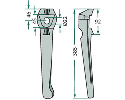 Ząb brony aktywnej lewy Lely 385mm 180RH-116-L.1