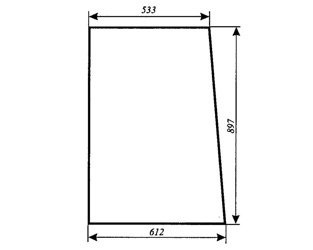 szyba do ciągnika C-330, T25 kabina Smolniki (POM) - boczna (lewa, prawa) oraz drzwi prawe (136)