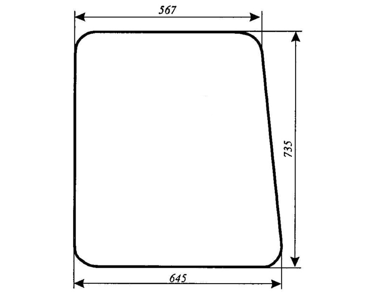 szyba do ciągnika C-330, C-360 Kunów stary/nowy typ - boczna (lewa, prawa) (21)