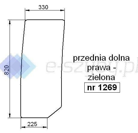 szyba STEYR Kompakt 360 370 375 485 495 4065 4075 4085 4095 - przednia dolna prawa (1269)