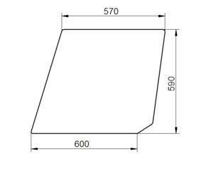 szyba do ciągnika Deutz-Fahr - drzwi górna bezbarwna 04309526 (1350)