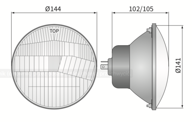 element optyczny reflektora, lampy przedniej H4 WESEM RE.02807 Ø144mm FSO