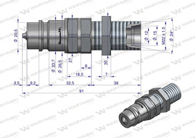 Szybkozłącze hydrauliczne EURO wtyczka long M22x1.5 gwint zewnętrzny