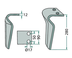 Ząb brony aktywnej lewy Kverneland 280mm