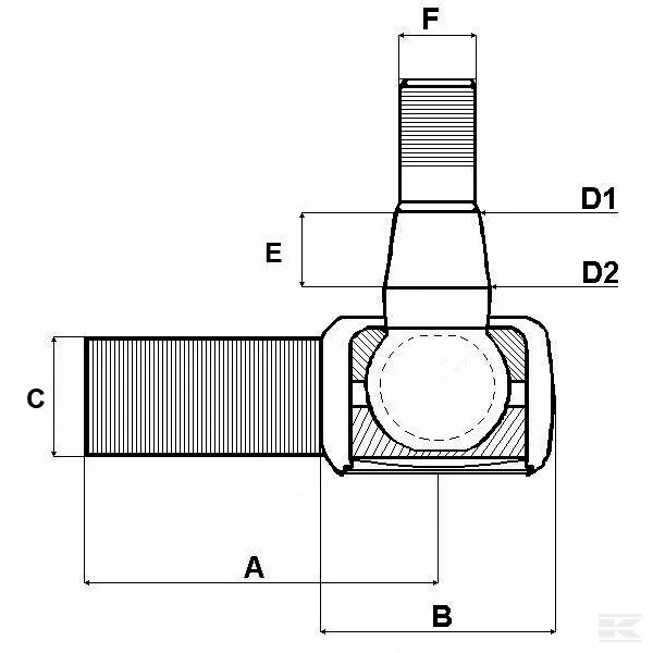 Przegub kulowy 105mm M24x1,5 stożek 20-22 Case K260250
