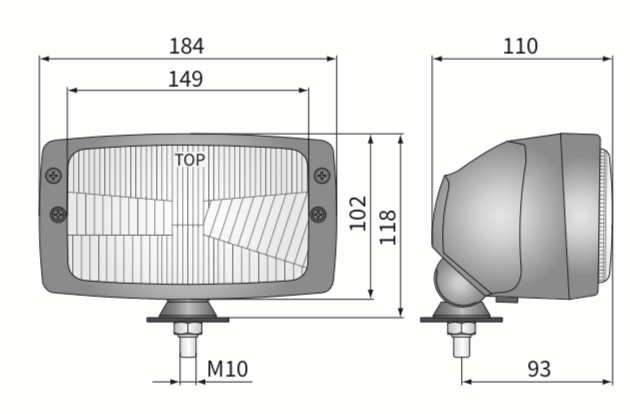 reflektor główny przedni, lampa R2 WESEM RE.33300 184x102mm Zetor