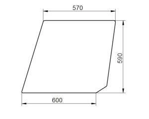 szyba do ciągnika Deutz-Fahr - drzwi górna bezbarwna 04309526 (1350)
